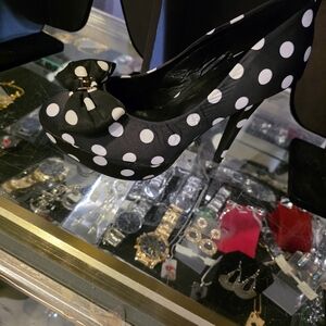 Elegant Black and White Polka Dot Heels